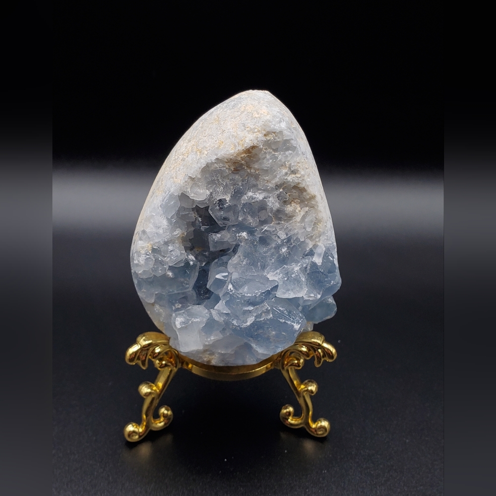 Celestite Egg With Gold Stand